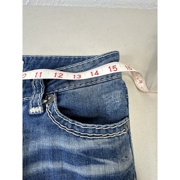 Big Star Liv Distressed Dark Wash Boot Cut Flap Pocket Jeans Womens 27x28 - Picture 4 of 16